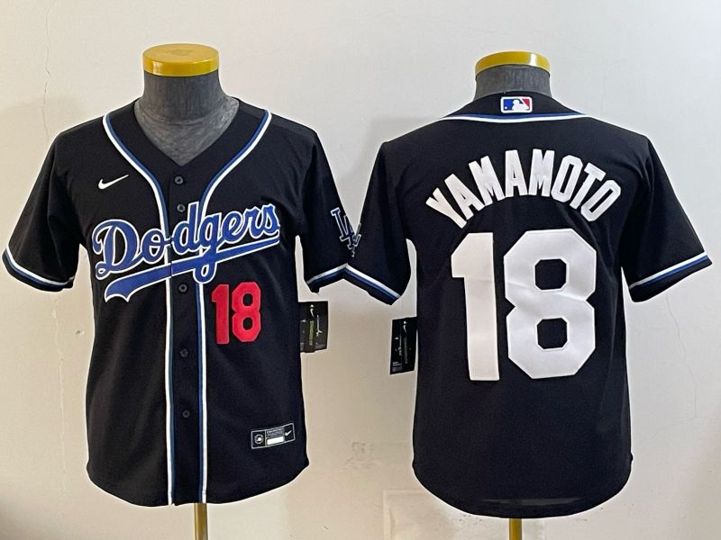 Youth Nike 2026 Los Angeles Dodgers #18 Yamamoto Black Game MLB Jersey 090